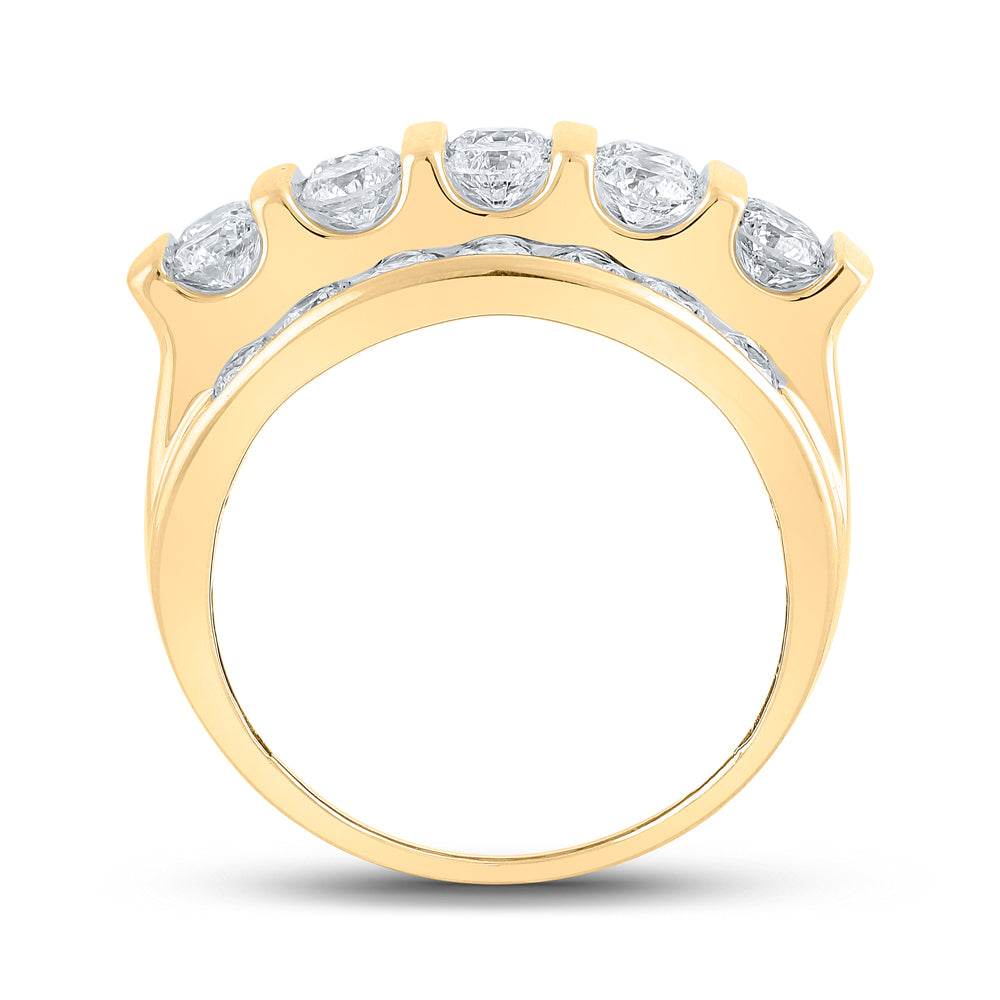 14K Yellow Gold Mens Round Diamond Band Ring 4 Cttw, Mens Size: 7-13
