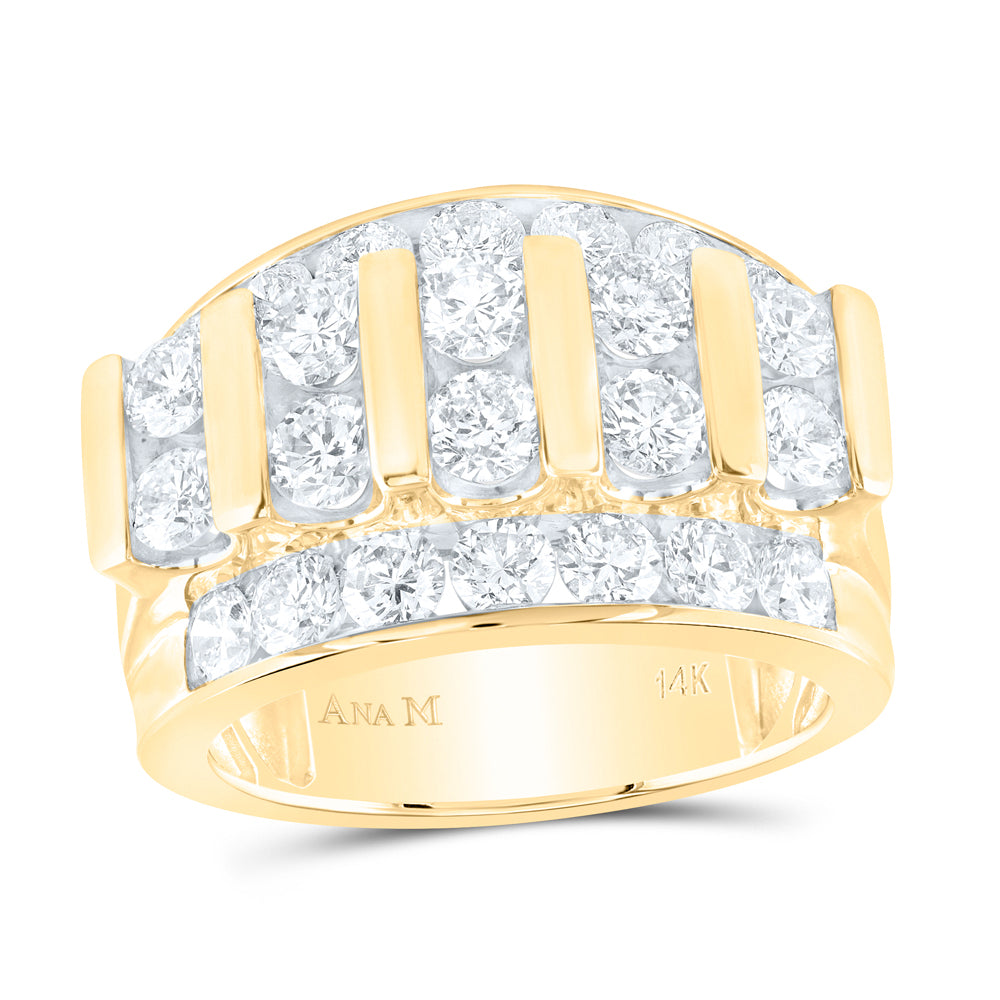 14K Yellow Gold Mens Round Diamond Band Ring 4 Cttw, Mens Size: 7-13