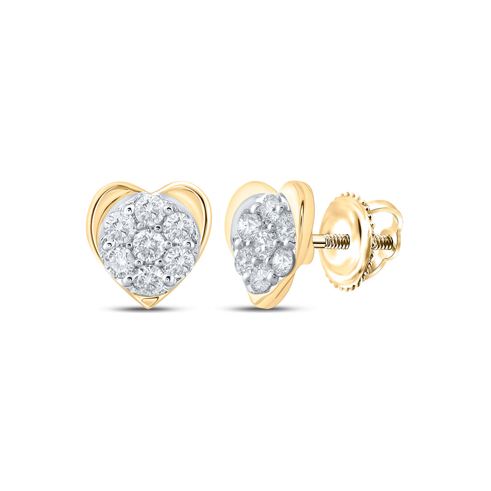 10K Yellow Gold 1/4Ctw Natural Diamond Cn Heart Earring
