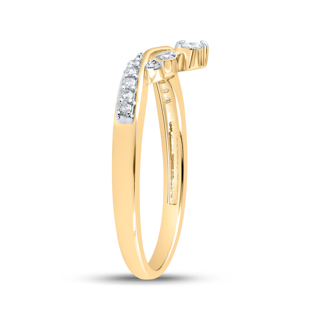 10K Yellow Or White Or Rose Gold Womens Round Diamond Chevron Band Ring , Womens Size: 5-10