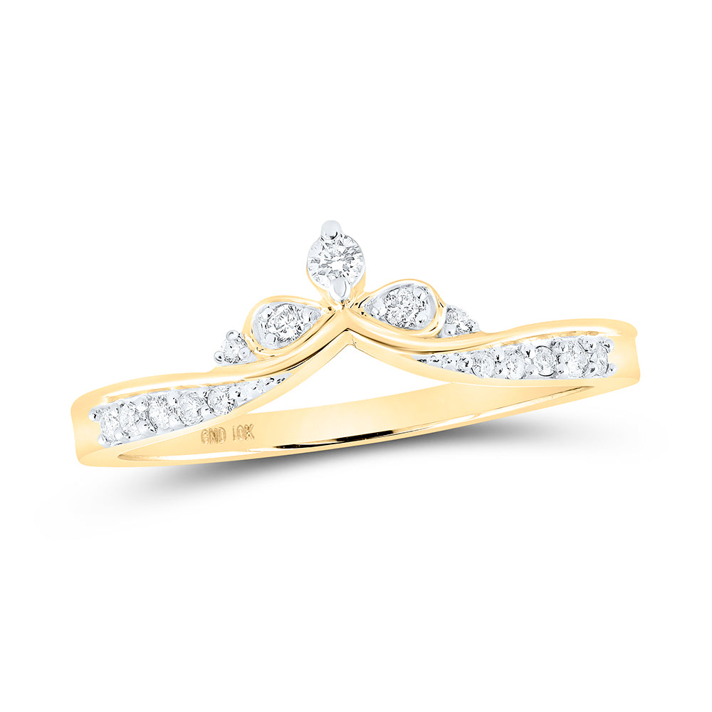 10K Yellow Or White Or Rose Gold Womens Round Diamond Chevron Band Ring , Womens Size: 5-10