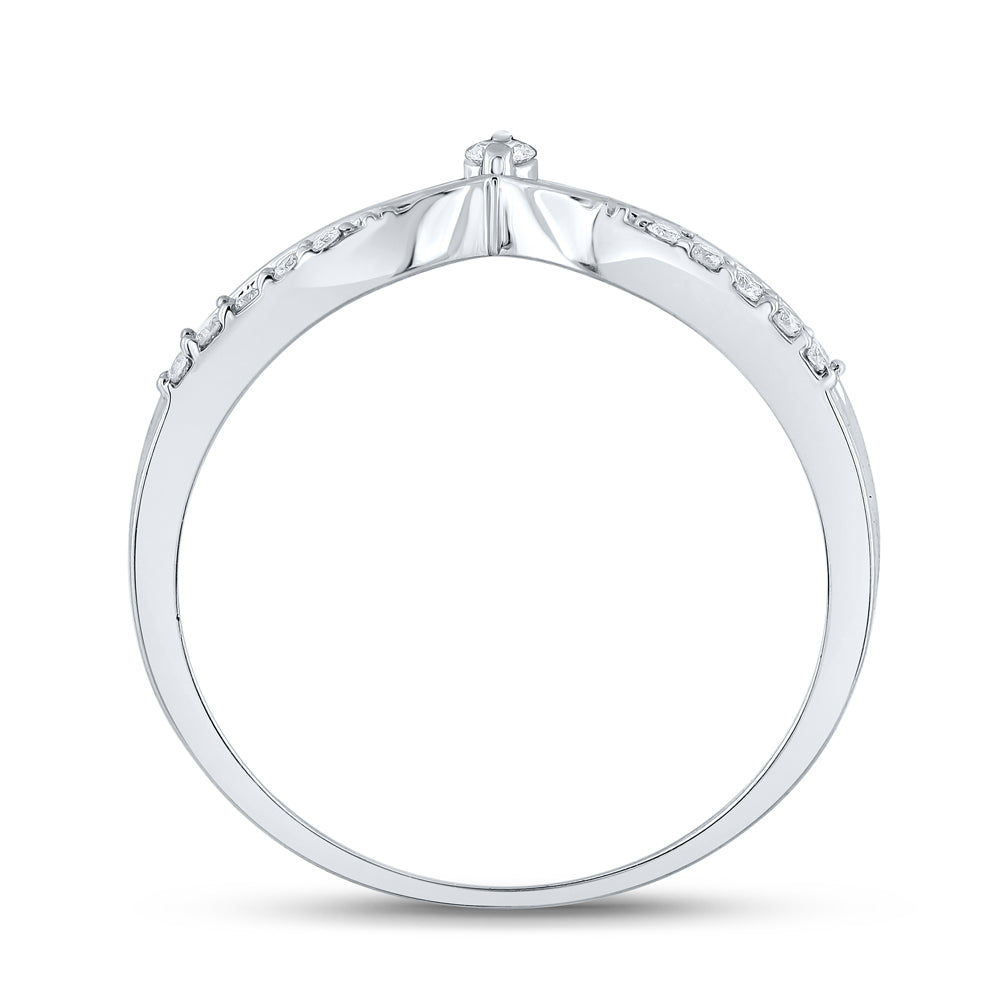 10K Yellow Or White Or Rose Gold Womens Round Diamond Chevron Band Ring , Womens Size: 5-10