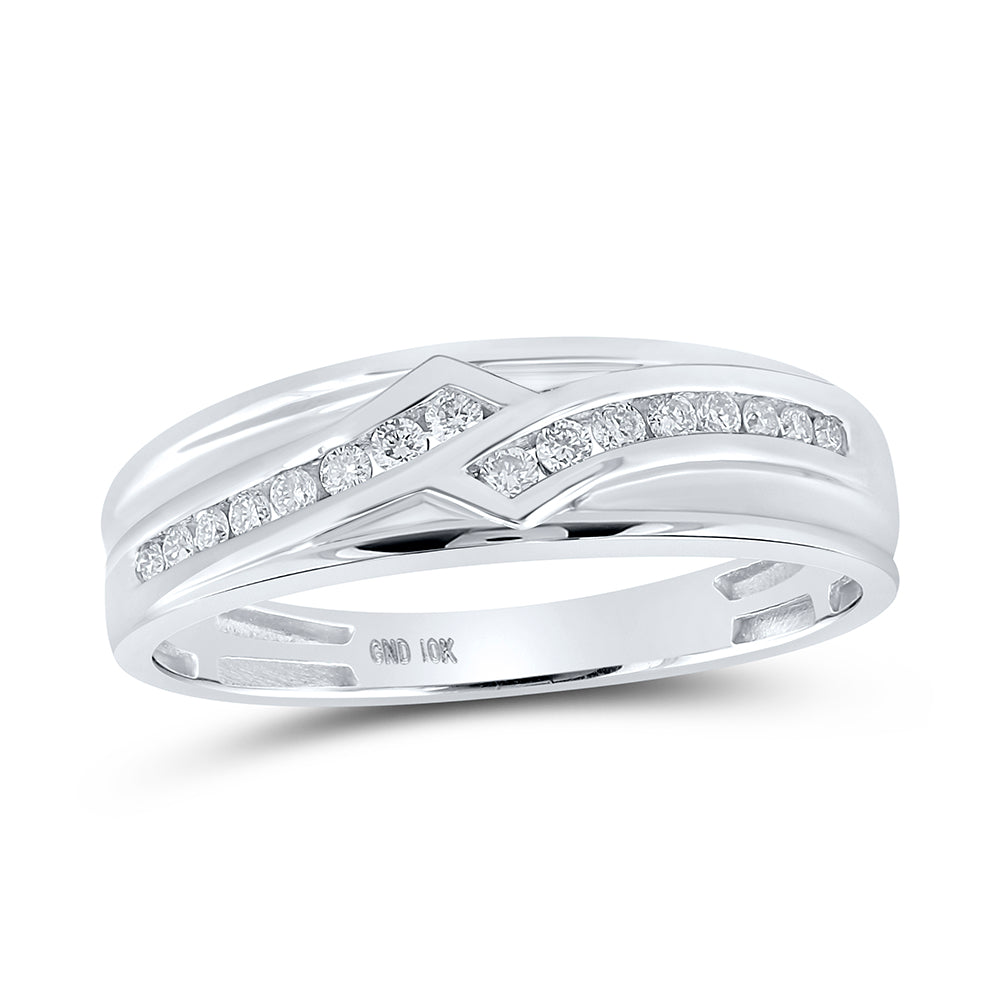 10K White Gold His Hers Round Diamond Square Matching Wedding Set 5/8 Cttw, Womens Size: 5-10, Mens Size: 7-13