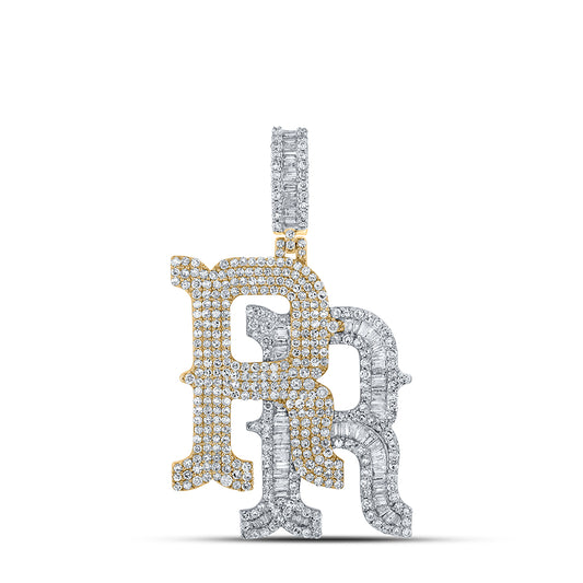 14kt Yellow Gold 3 Cttw Diamond Initial " Rr" Mens Pendant