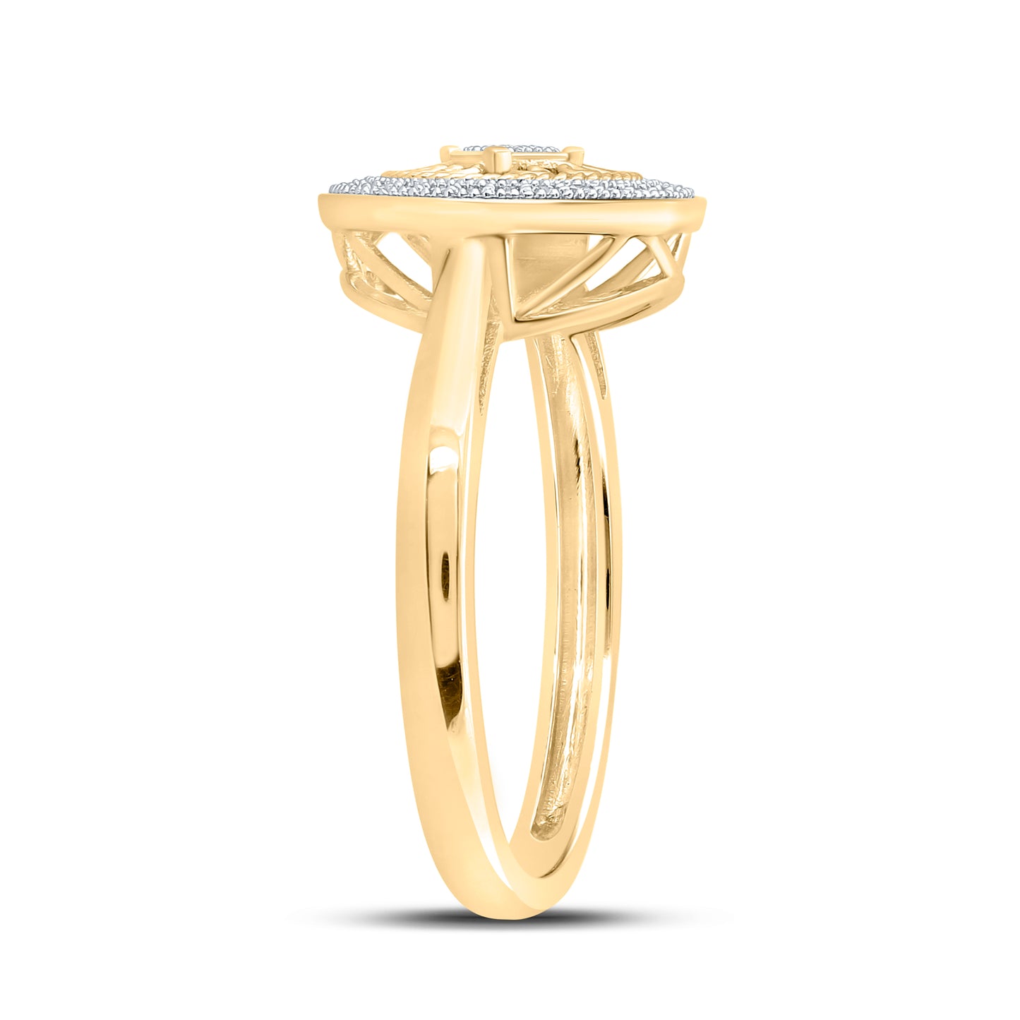 10K Yellow Gold Womens Round Diamond Circle Ring 1/10 Cttw, Womens Size: 5-10