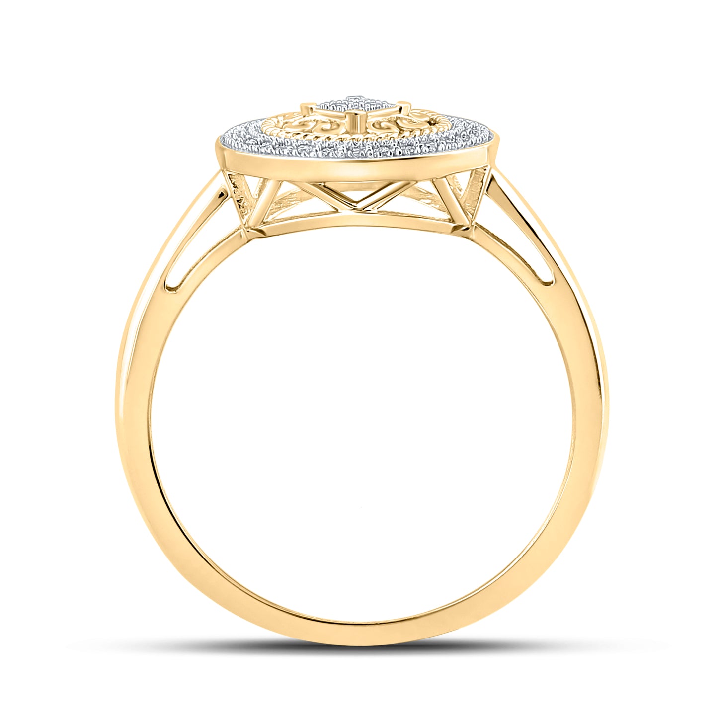 10K Yellow Gold Womens Round Diamond Circle Ring 1/10 Cttw, Womens Size: 5-10