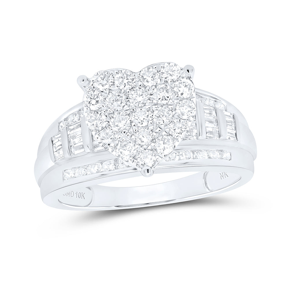 14kt White Or Rose Gold Round Diamond Heart Bridal Wedding Engagement Anniversary Ring