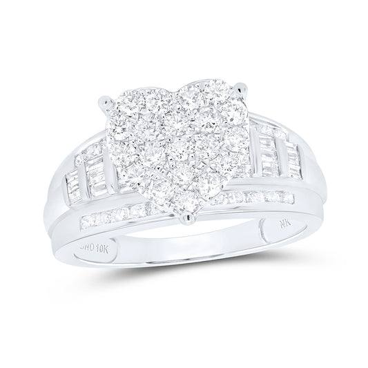 14kt White Or Rose Gold Round Diamond Heart Bridal Wedding Engagement Anniversary Ring