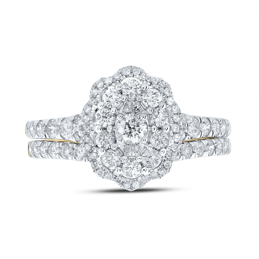 10K White Gold Round Diamond Bridal Wedding Ring Band Set , Womens Size: 5-10