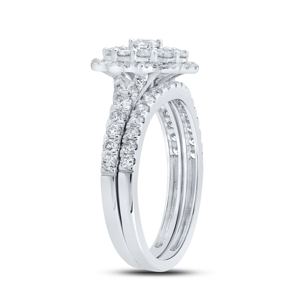 10K White Gold Round Diamond Bridal Wedding Ring Band Set , Womens Size: 5-10