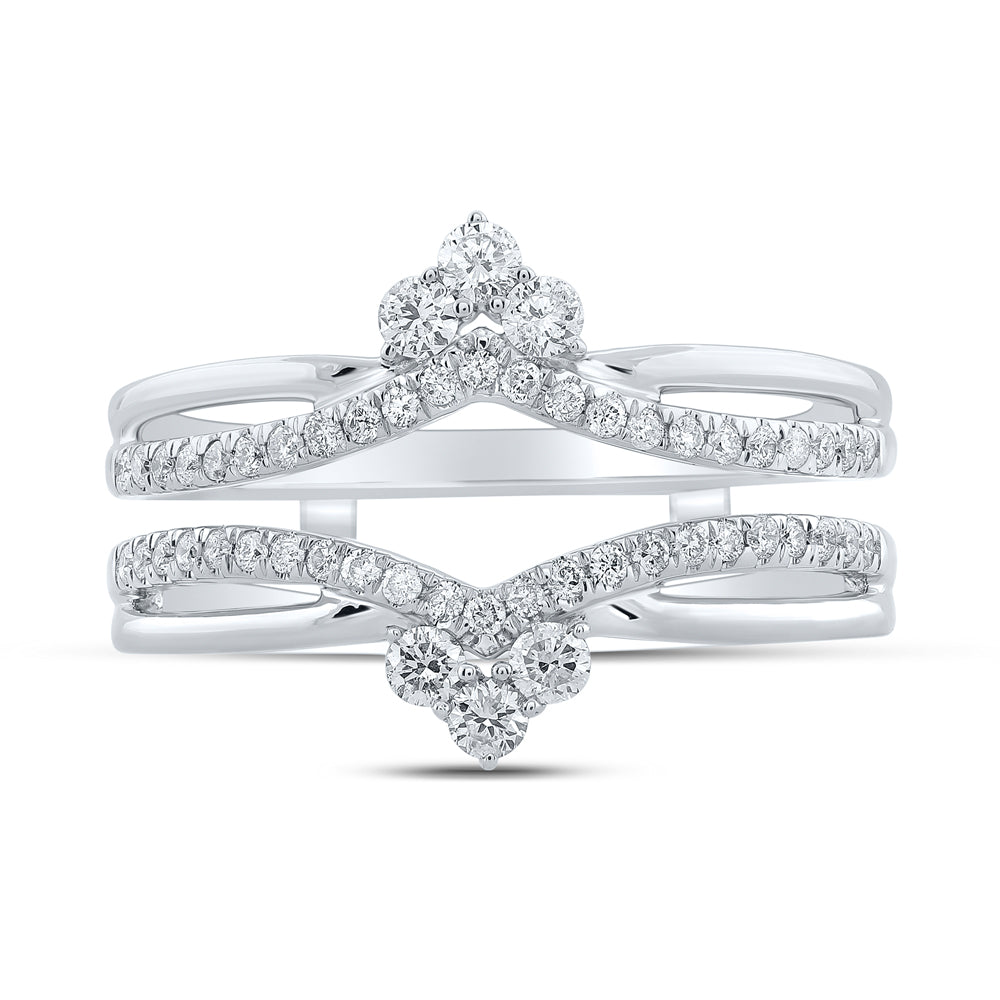 14K White Gold Womens Round Diamond Wrap Enhancer Wedding Band 3/8 Cttw, Womens Size: 5-10