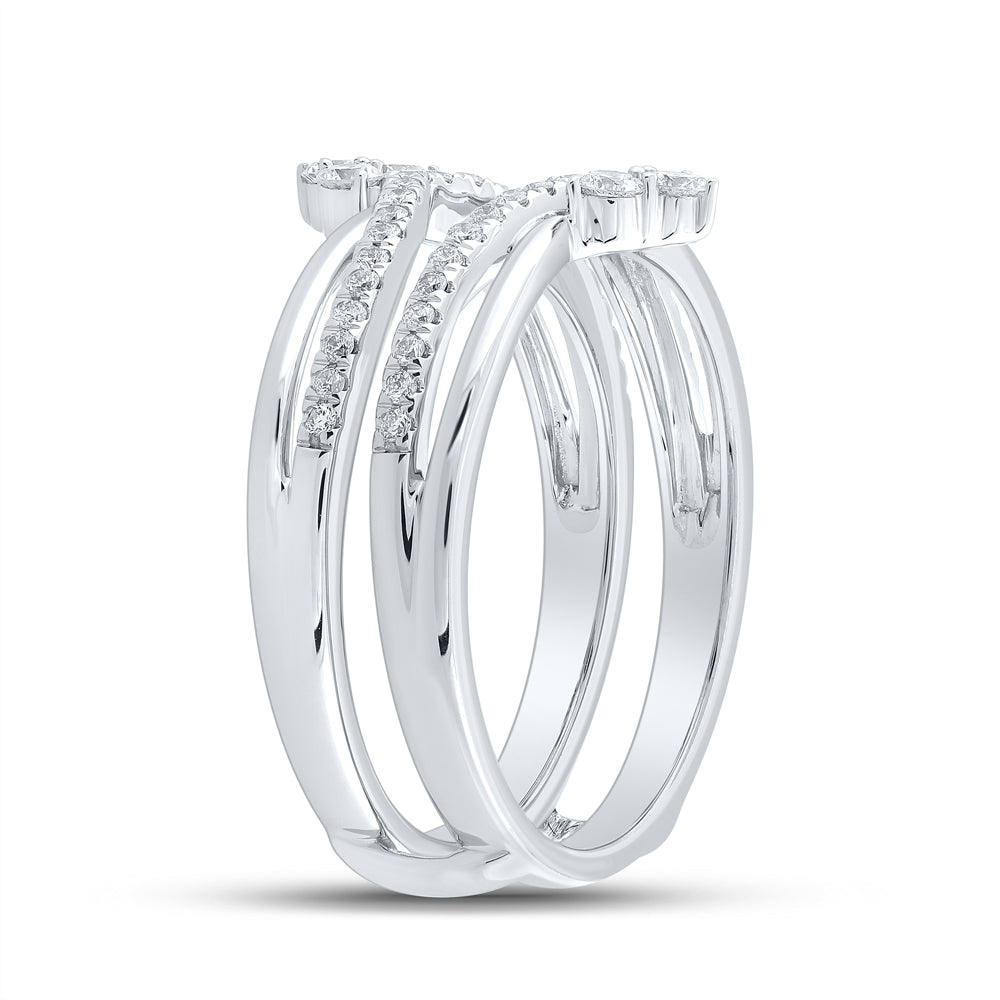 14K White Gold Womens Round Diamond Wrap Enhancer Wedding Band 3/8 Cttw, Womens Size: 5-10