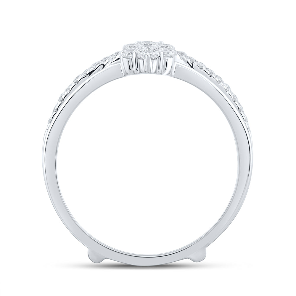 14K White Gold Womens Round Diamond Wrap Enhancer Wedding Band 3/8 Cttw, Womens Size: 5-10