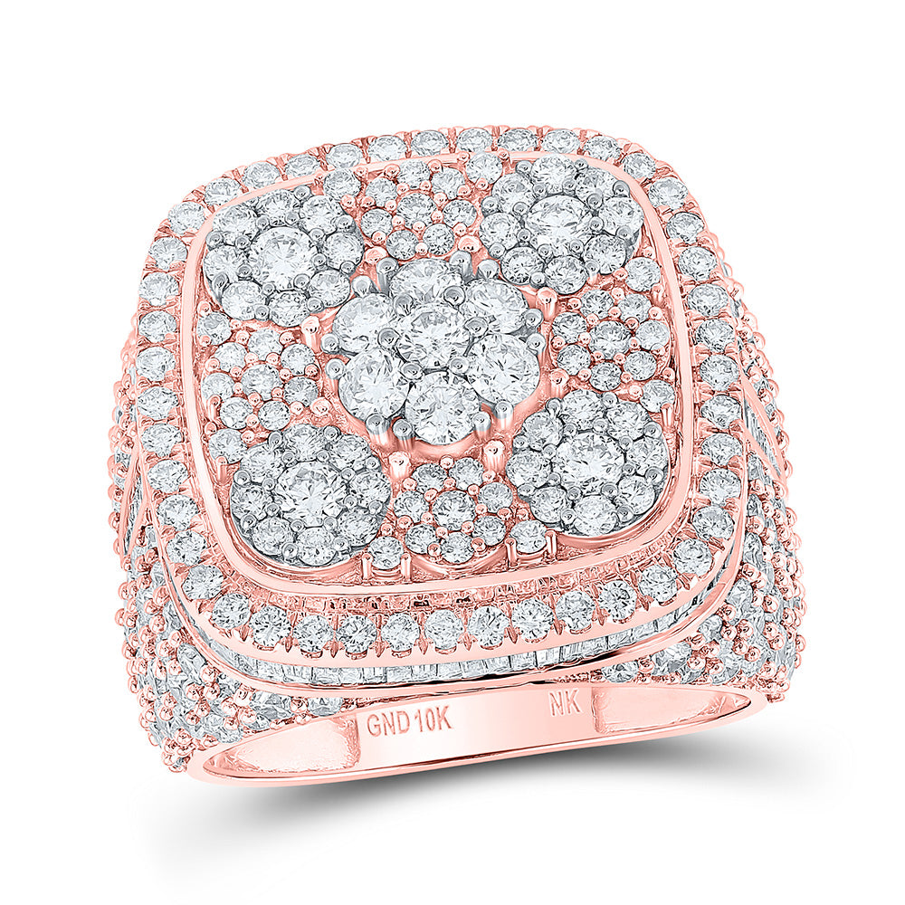 10kt Rose Gold 5 1/4 Cttw Diamond Mens Ring, Men Size: 8-12