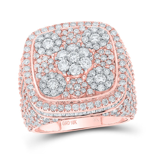 10kt Rose Gold 5 1/4 Cttw Diamond Mens Ring, Men Size: 8-12