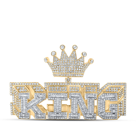 14kt Yellow Gold 8 1/4 Cttw Diamond Crown King Mens Charm
