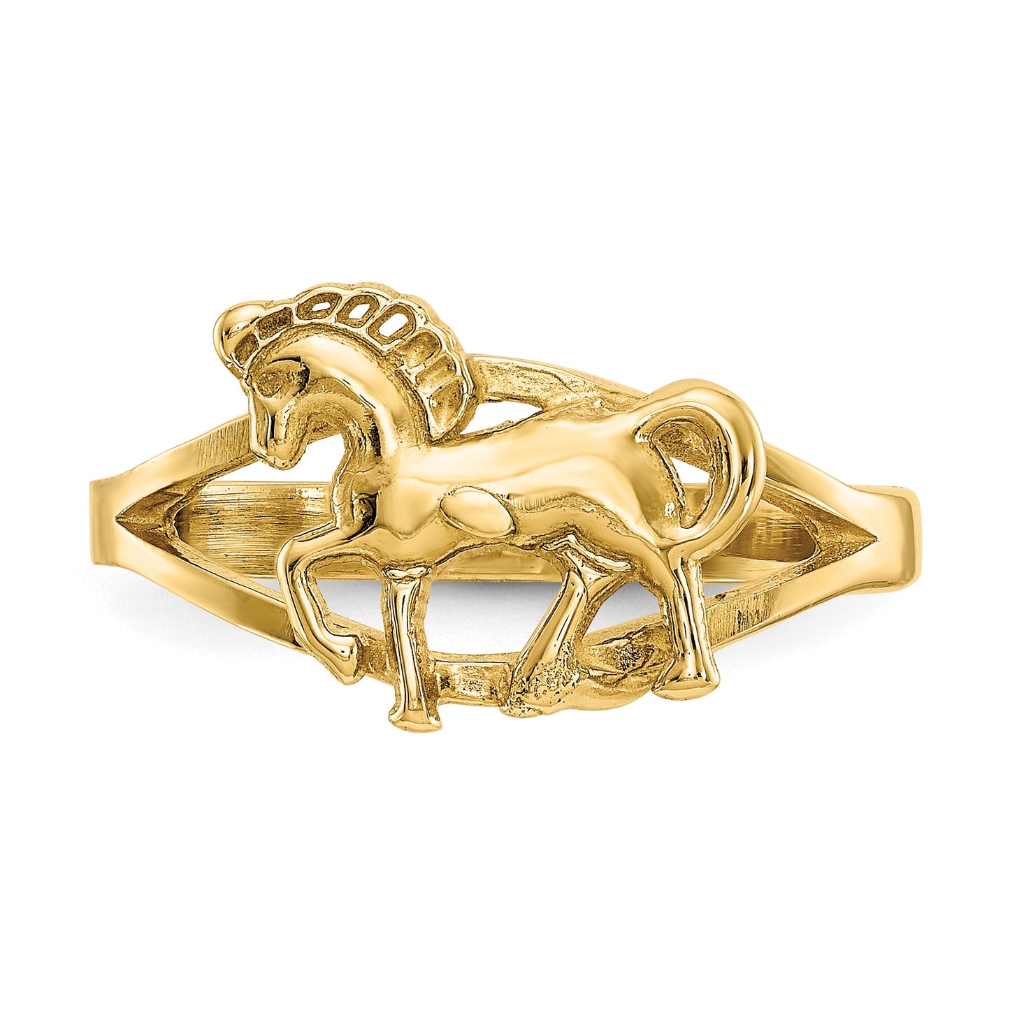 14K Yellow Gold Polished Horse Ring