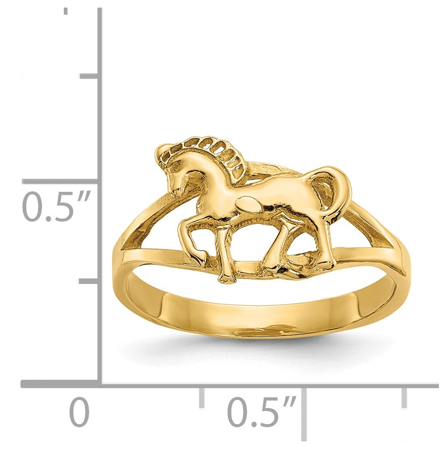 14K Yellow Gold Polished Horse Ring