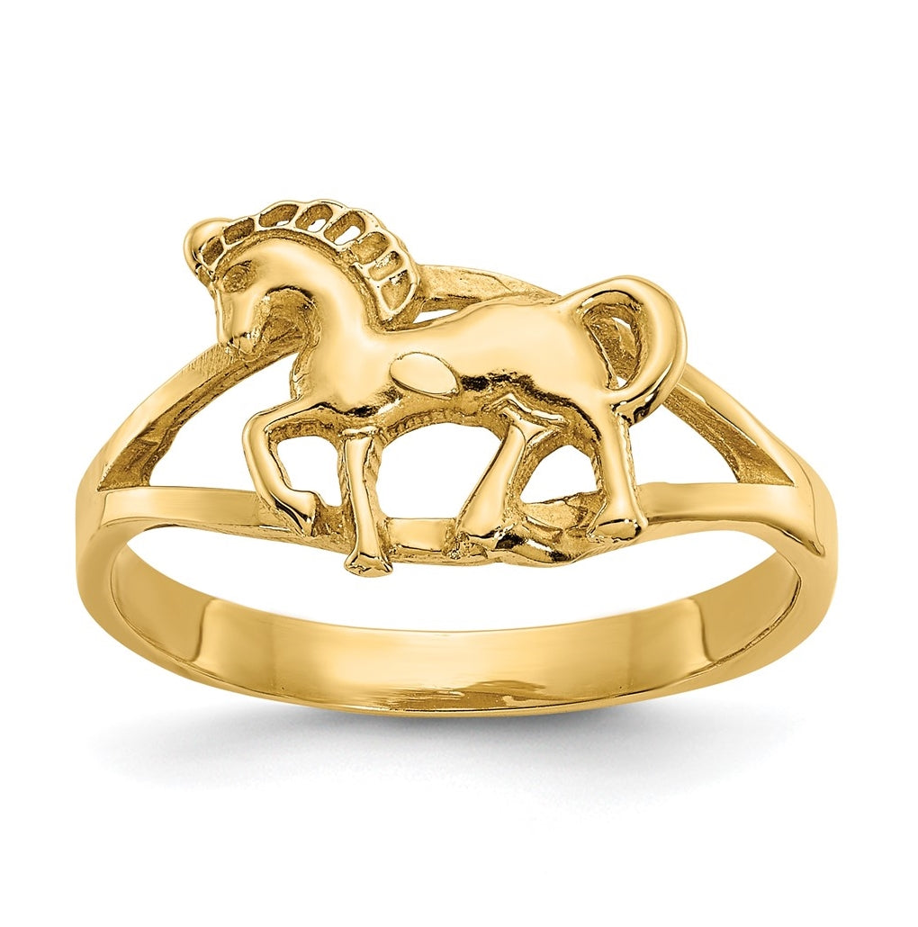 14K Yellow Gold Polished Horse Ring