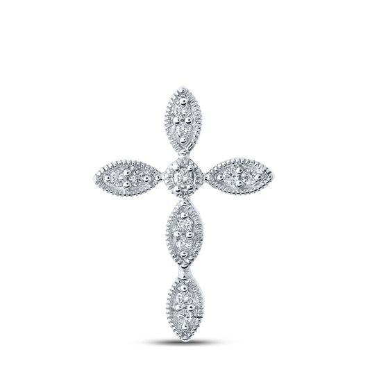10K White Gold 1/8Ctw Natural Diamond P2 Gift Cross Pendant
