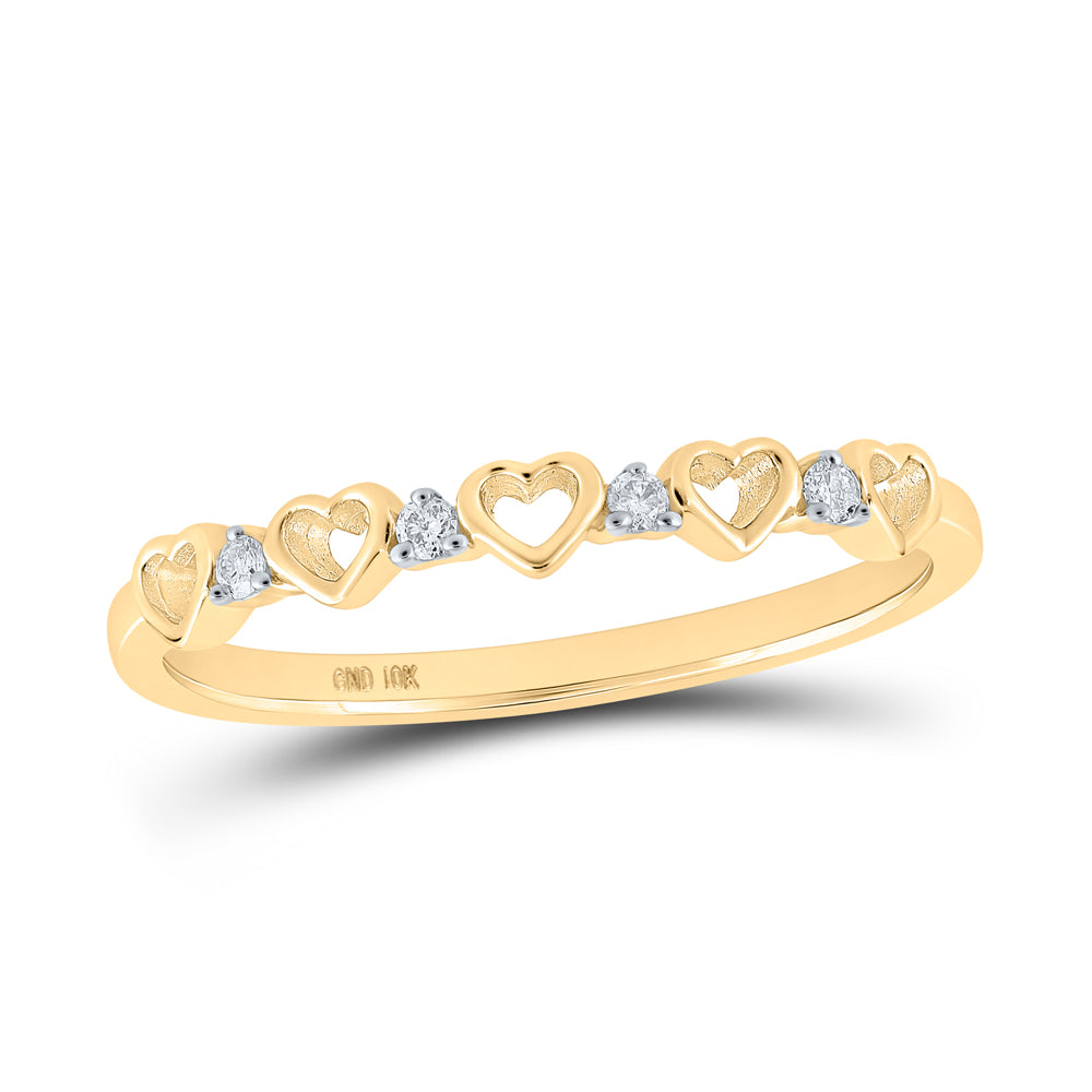 10K Yellow Or White Or Rose Gold Womens Round Diamond Heart Ring , Womens Size: 5-10