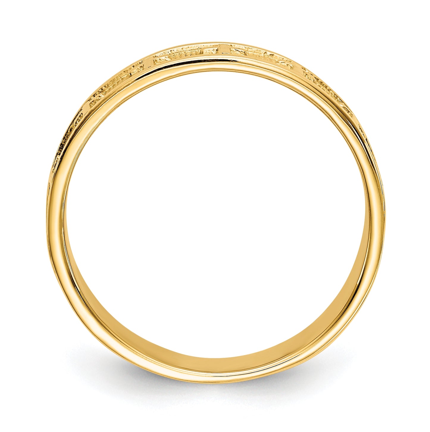 14K Yellow Gold Polished and Satin Cross-Band