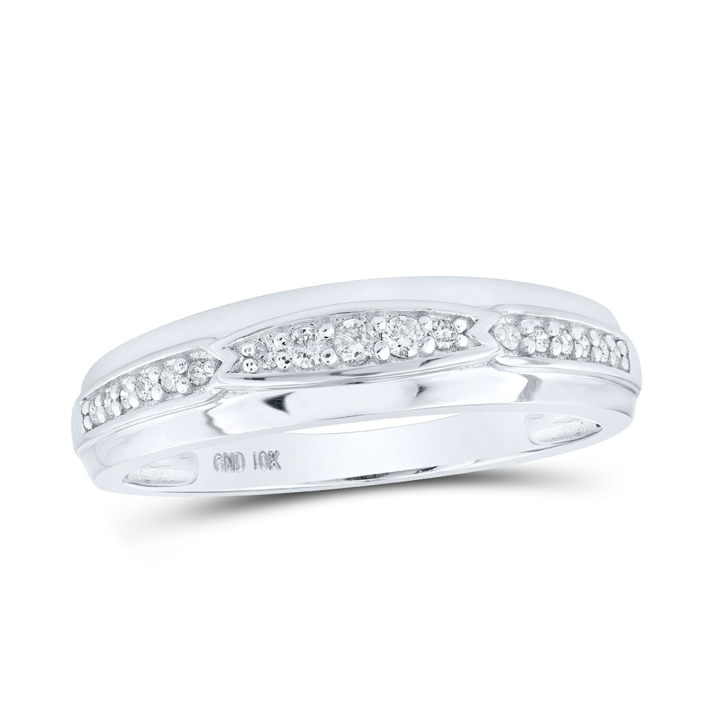 10K White Gold His Hers Round Dia. Square Matching Wedding Set 1/2ctw, Women's Size: 5-10, Mens Size: 7-13