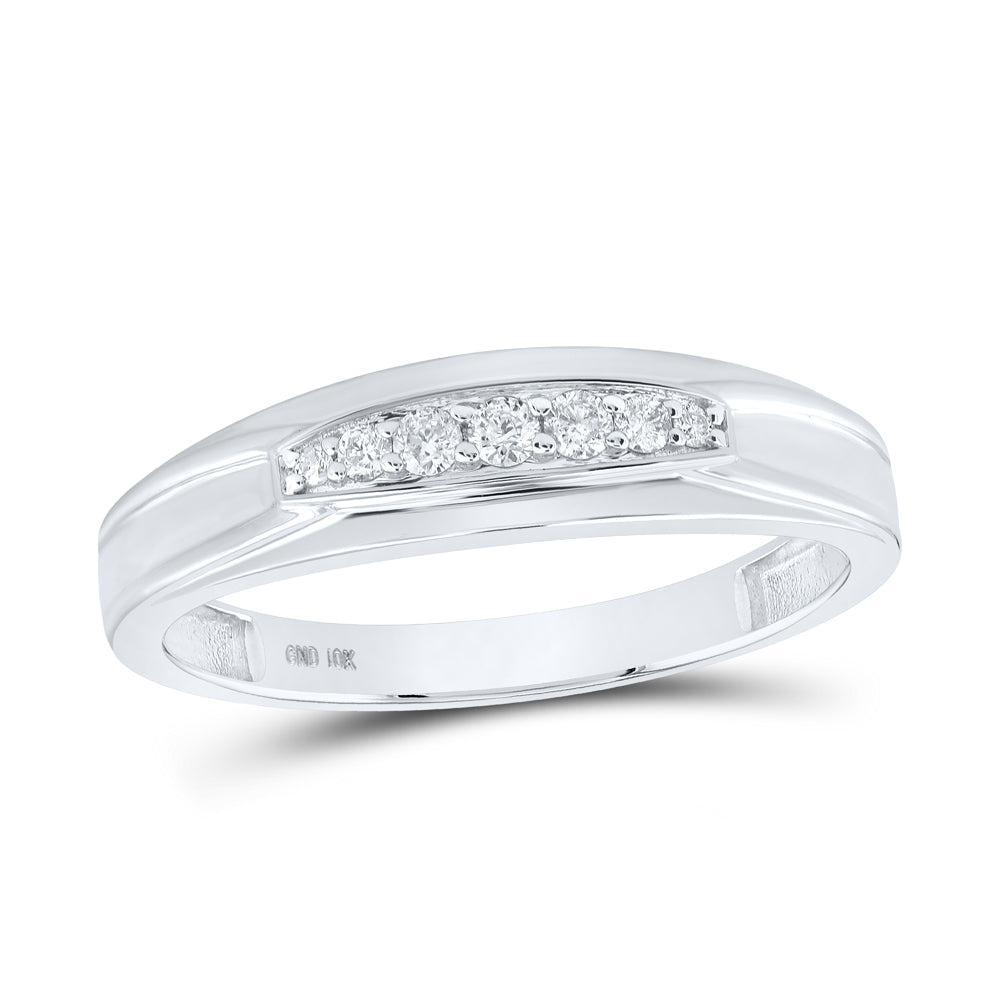 10K White Gold His Hers Round Diamond Square Matching Wedding Set 1/2ctw, Womens Size: 5-10, Mens Size: 7-13