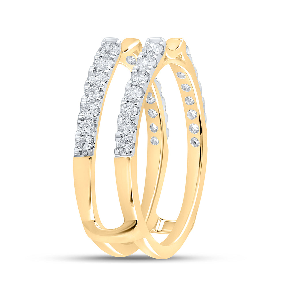 14K White Or Yellow Gold Womens Round Diamond Wrap Enhancer Wedding Band , Womens Size: 5-10