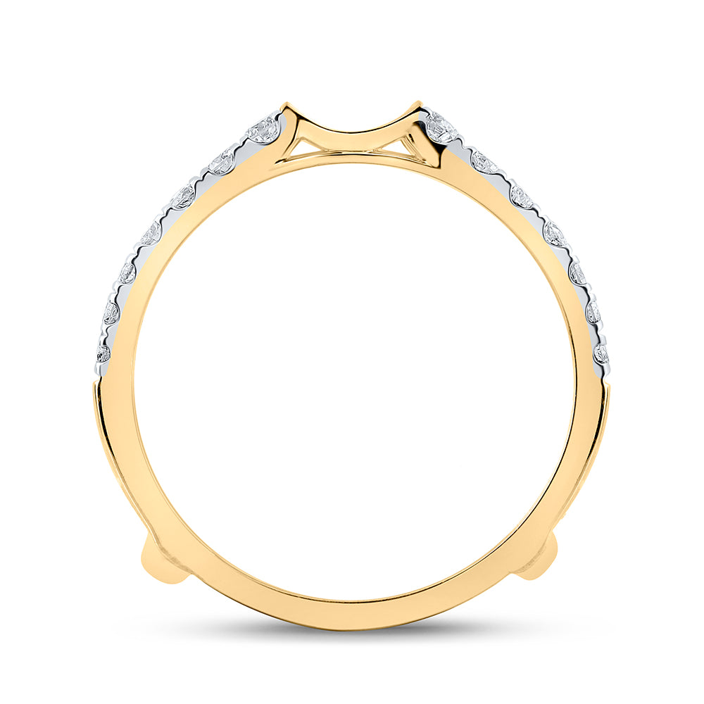 14K White Or Yellow Gold Womens Round Diamond Wrap Enhancer Wedding Band , Womens Size: 5-10