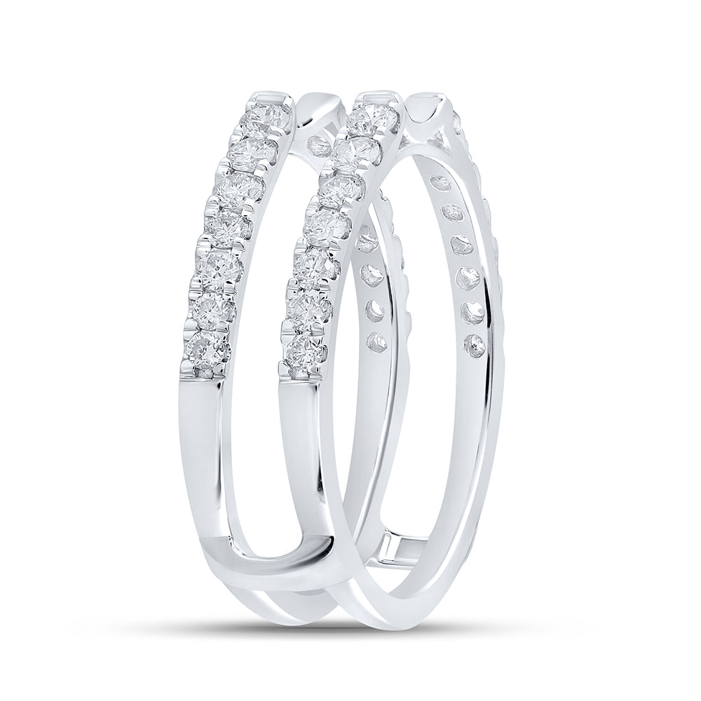 14K White Or Yellow Gold Womens Round Diamond Wrap Enhancer Wedding Band , Womens Size: 5-10