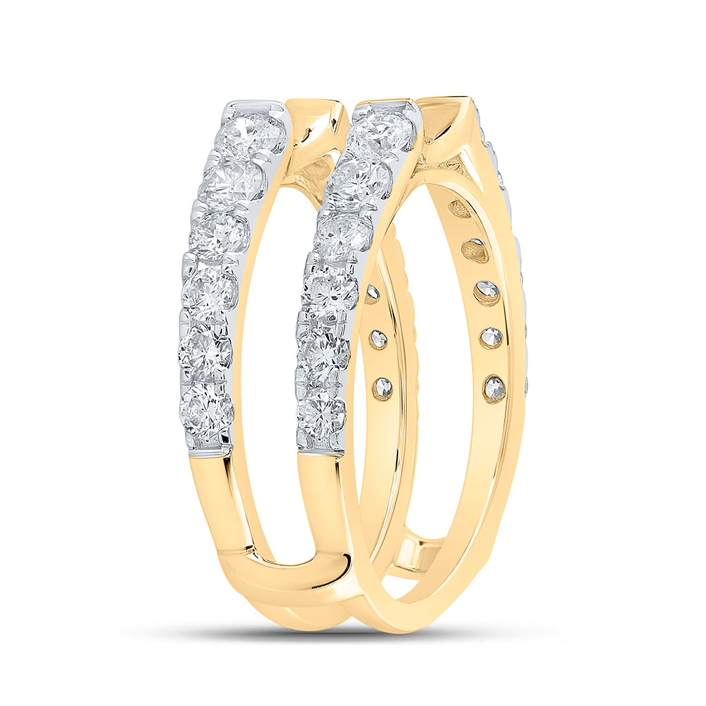 14K White Or Yellow Gold Womens Round Diamond Wrap Enhancer Wedding Band, Womens Size: 5-10