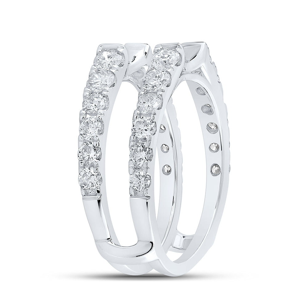 14K White Or Yellow Gold Womens Round Diamond Wrap Enhancer Wedding Band, Womens Size: 5-10