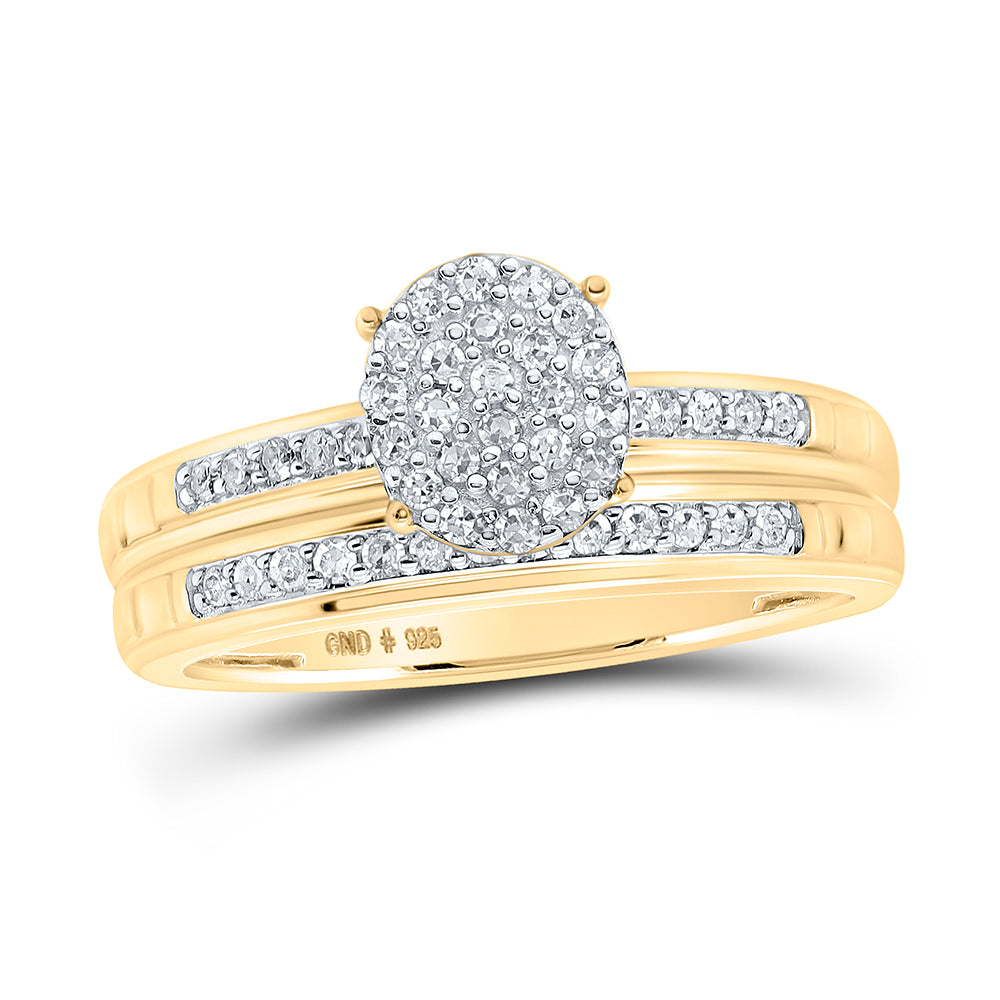 Yellow-tone Sterling His & Hers 1/2 Cttw Natural Diamond Bridal Wedding Ring Band Set , Women Size: 5-9, Men Size: 8-12