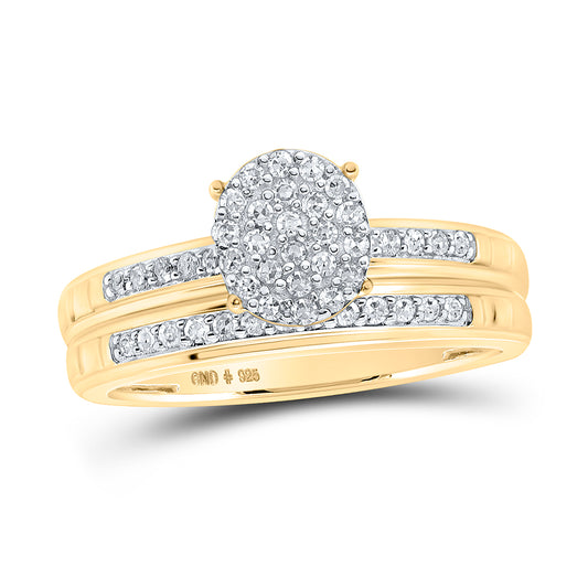 Yellow-tone Sterling His & Hers 1/2 Cttw Natural Diamond Bridal Wedding Ring Band Set , Women Size: 5-9, Men Size: 8-12
