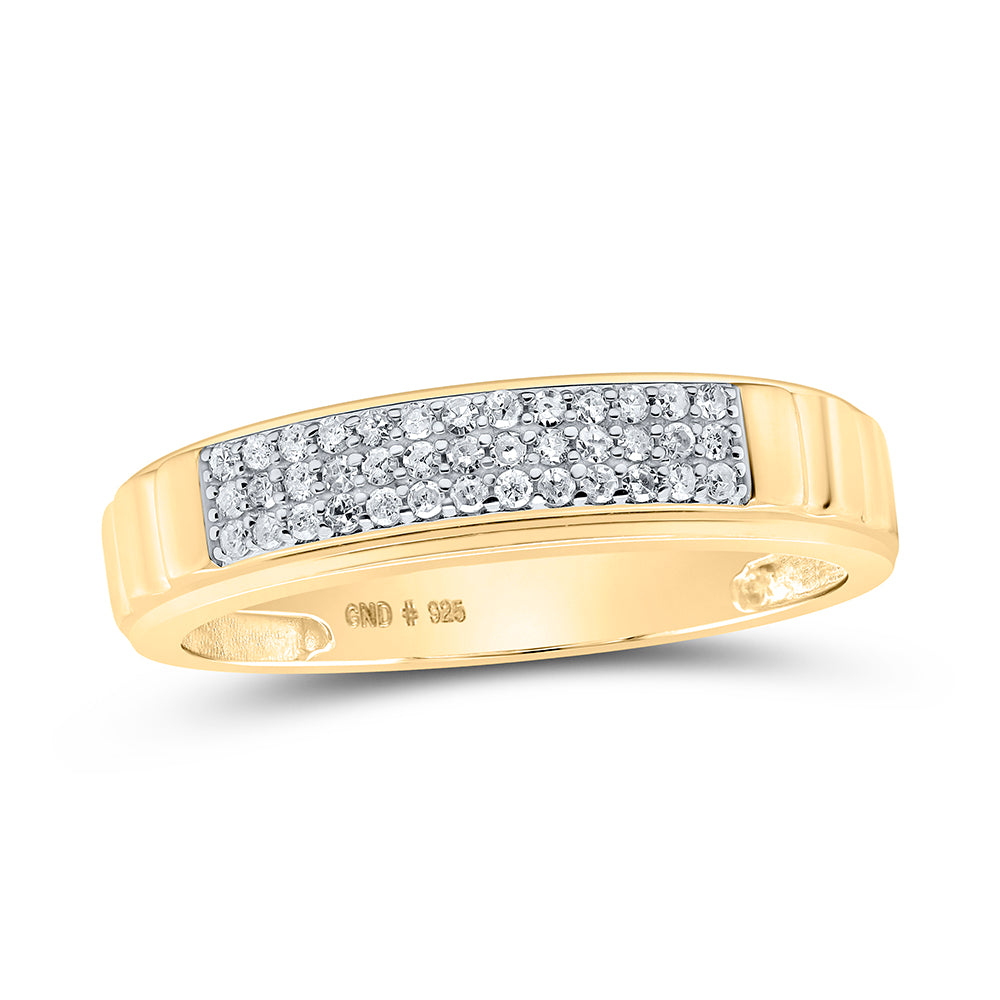 Yellow-tone Sterling His & Hers 1/2 Cttw Natural Diamond Bridal Wedding Ring Band Set , Women Size: 5-9, Men Size: 8-12