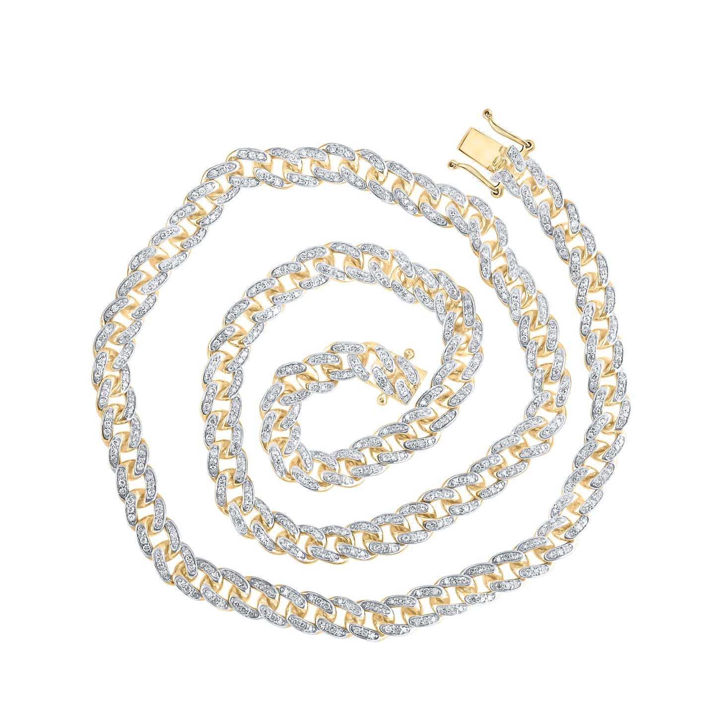 10kt Yellow Gold 3 5/8 Cttw Diamond 6.5mm Cuban Mens Chain, Length: 20 Inch