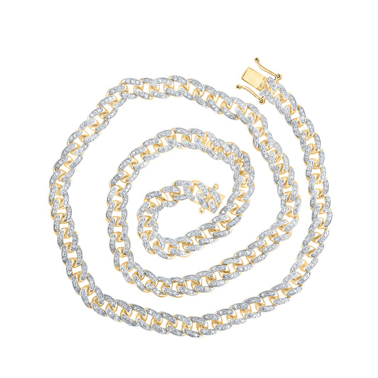 10kt Yellow Gold 3 5/8 Cttw Diamond 6.5mm Cuban Mens Chain, Length: 20 Inch