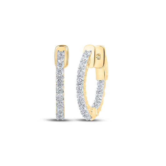 14kt Yellow Gold 1 Cttw Diamond Hoops Earring