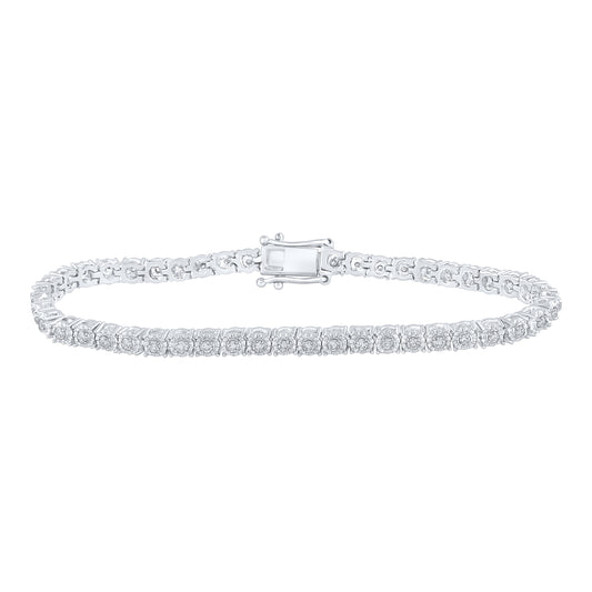 Sterling Silver 1 Cttw Diamond Bracelet, Length: 7 Inch