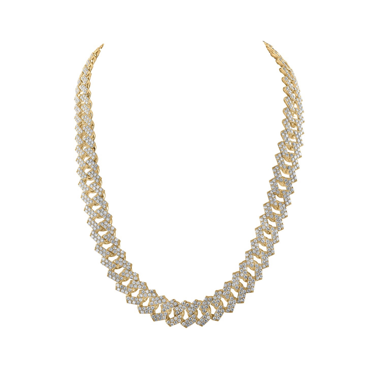 10K Yellow Gold 43Ctw Natural Diamond Nk Straight Cuban Mens Chain (22 Inch)