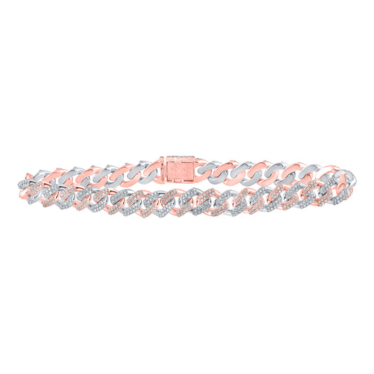 14K Rose Gold 3 1/4Cttw Diamond Cn Cuban Ladies Bracelet (7 Inch)
