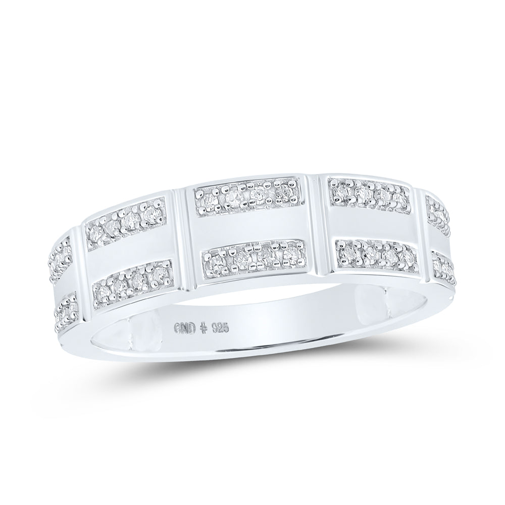 Sterling Silver His Hers Round Diamond Square Matching Wedding Set 1/2 Cttw, Womens Size: 5-10, Mens Size: 7-13