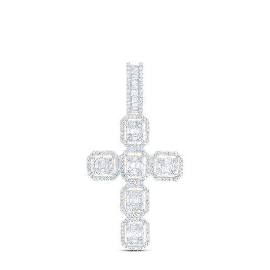 14kt Yellow Gold 1 Cttw Diamond Cross Mens Charm