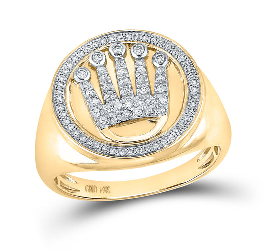 14kt Yellow Gold 3/8 Cttw Diamond Crown Mens Ring, Men Size: 8-12