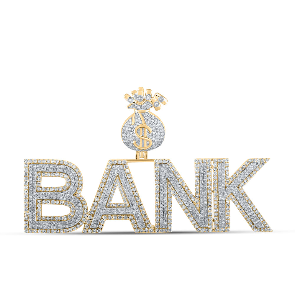 14kt Two-tone Gold 3 7/8 Cttw Diamond " Bank" Money Bag Charm