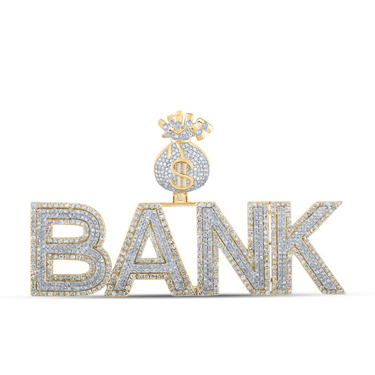 14kt Two-tone Gold 3 7/8 Cttw Diamond " Bank" Money Bag Charm