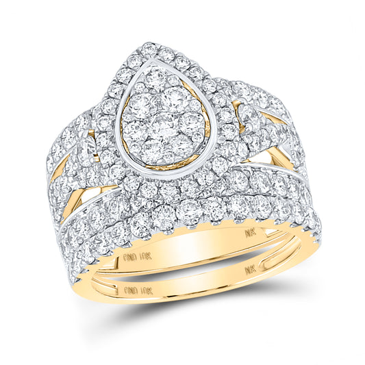 10kt Yellow Gold 3 Cttw Diamond Wedding Engagement Anniversary Bridal Set, Women Size: 5-9