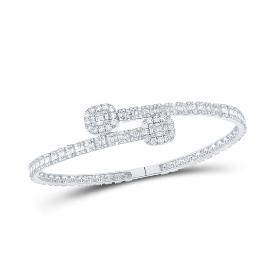 14kt White Gold 4 1/4 Cttw Diamond Cuff Bangle