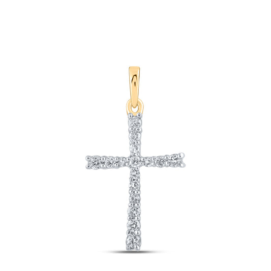 10kt Yellow Gold 1/6 Cttw Diamond Cross Pendant